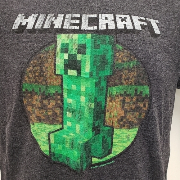 Minecraft Mens Tshirt Creeper Dark Gray Size Small - Picture 3 of 4